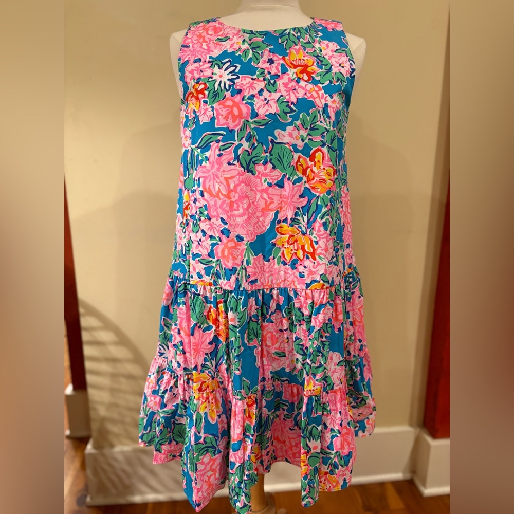 Lily Pulitzer Trina Swing Dress Women’s Medium Neon Pink and Blue